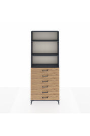 Arges Dolap 3 Raflı 6 Çekmeceli 88x30x221 Antrasit-Çam