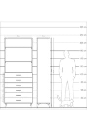Arges Dolap 3 Raflı 6 Çekmeceli 88x30x221 Antrasit-Çam