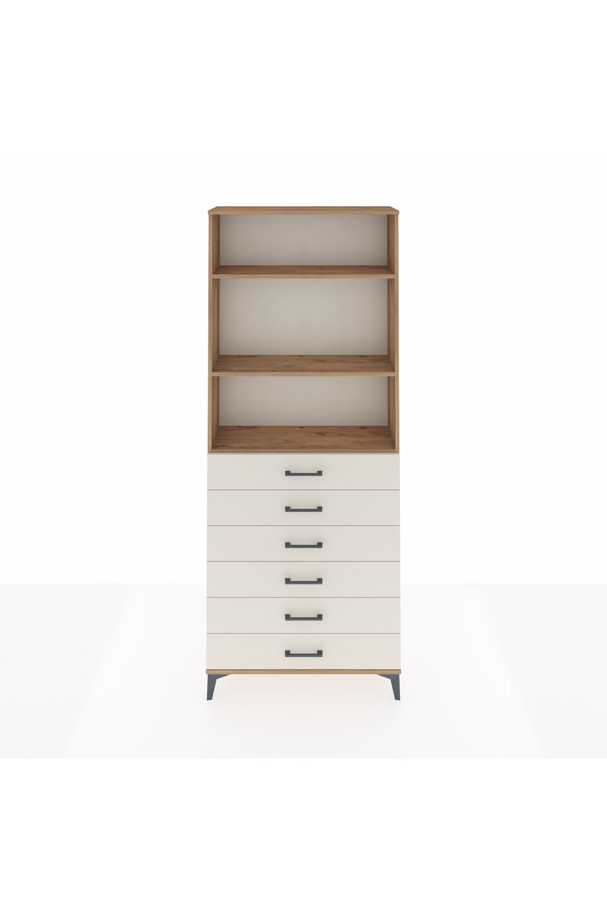 Arges Dolap 3 Raflı 6 Çekmeceli 88x30x221 Çam-Aytaşı