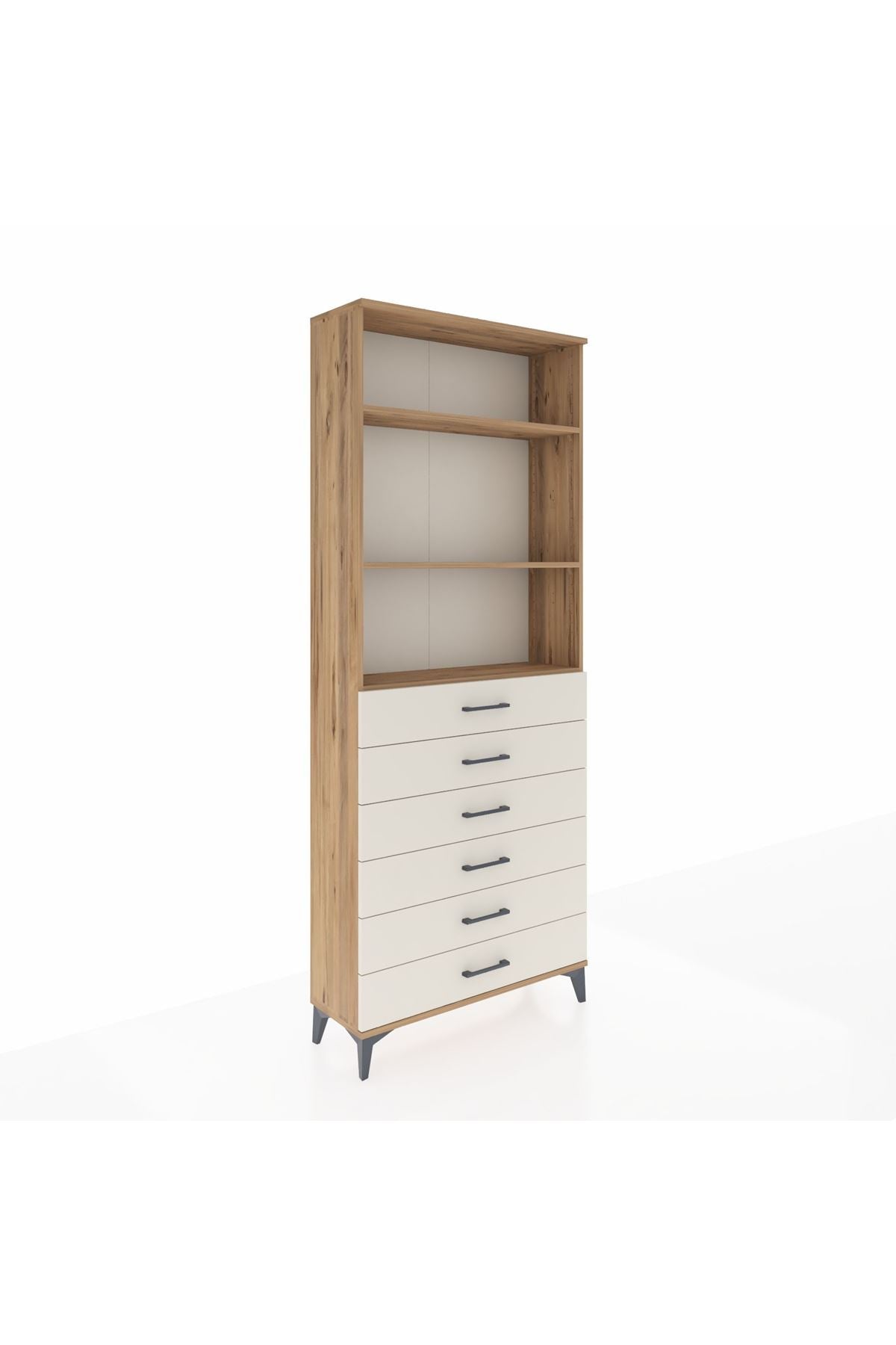 Arges Dolap 3 Raflı 6 Çekmeceli 88x30x221 Çam-Aytaşı