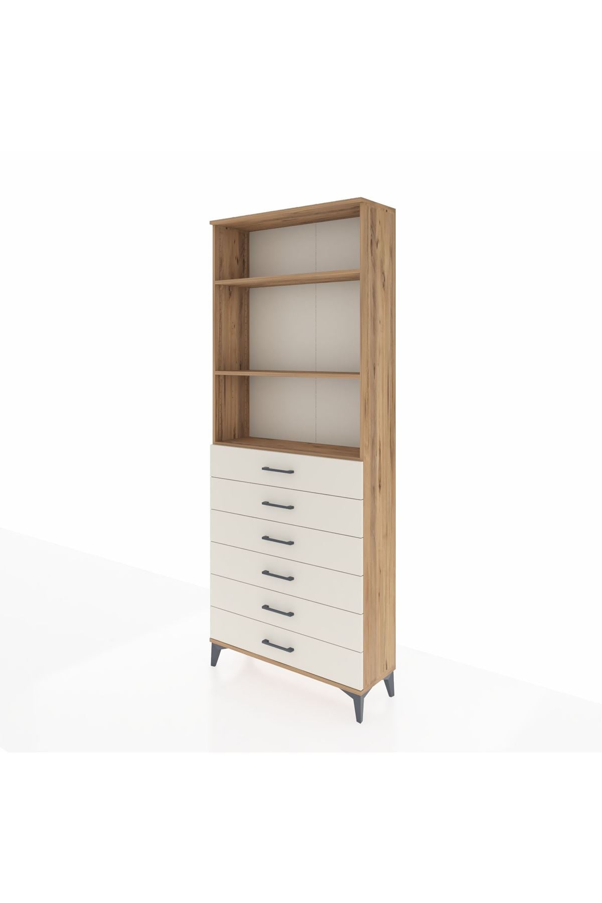 Arges Dolap 3 Raflı 6 Çekmeceli 88x30x221 Çam-Aytaşı