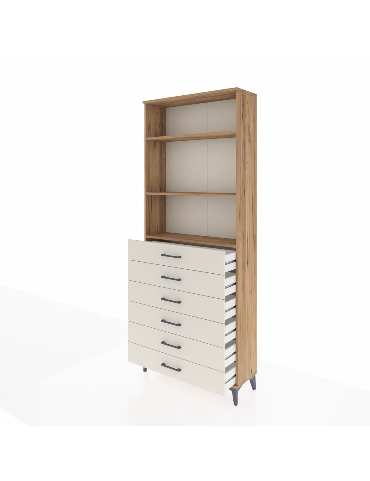 Arges Dolap 3 Raflı 6 Çekmeceli 88x30x221 - S30M123V7A