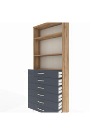 Arges Dolap 3 Raflı 6 Çekmeceli 88x30x221 Çam-Antrasit