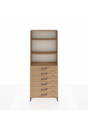 Arges Dolap 3 Raflı 6 Çekmeceli 88x30x221 Çam-Çam