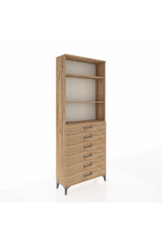 Arges Dolap 3 Raflı 6 Çekmeceli 88x30x221 Çam-Çam