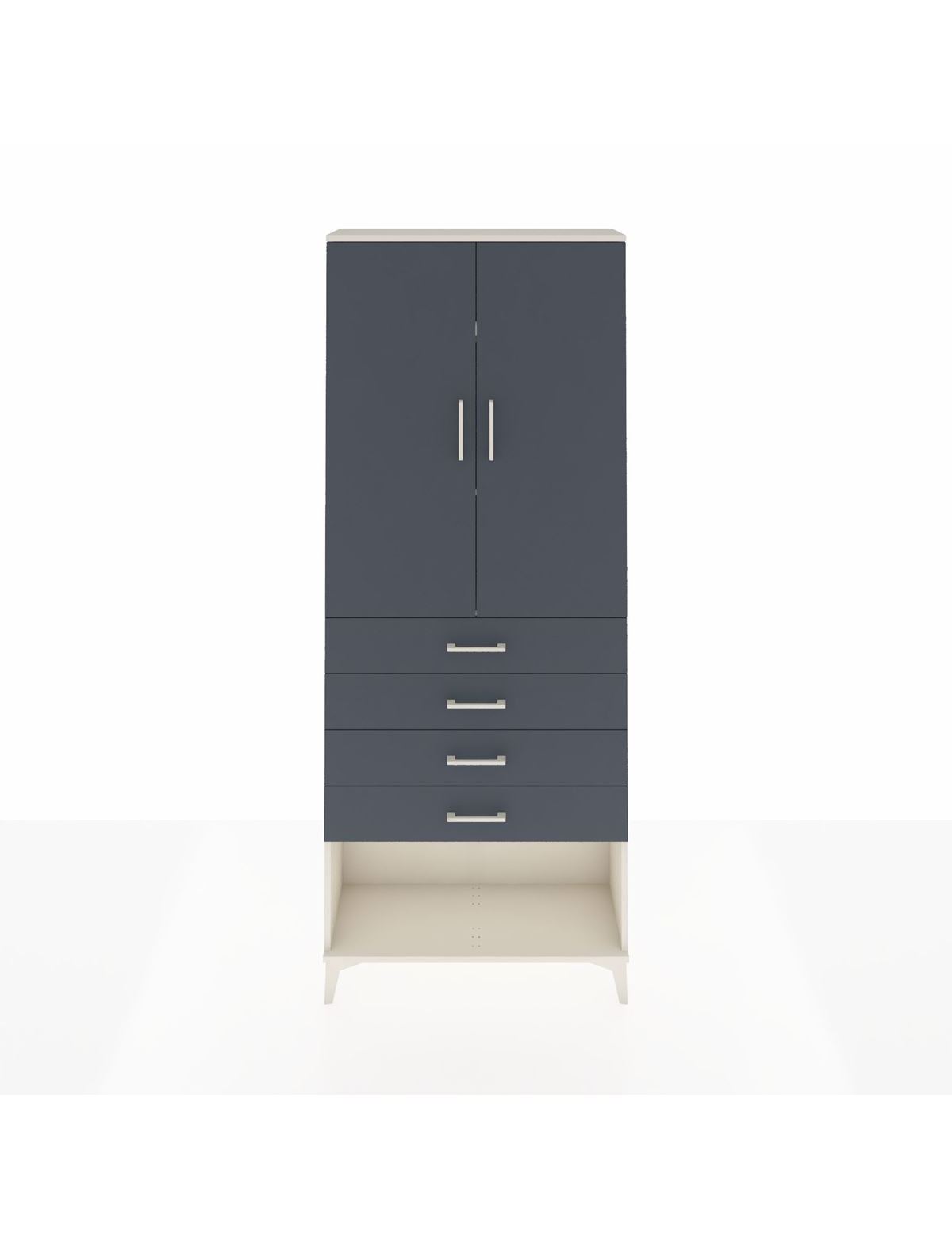 Arges Dolap 3 Raflı 4 Çekmeceli 2 Kapaklı 88x30x221 Aytaşı-Antrasit