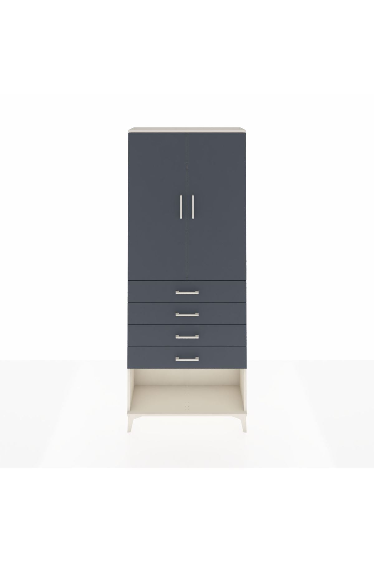 Arges Dolap 3 Raflı 4 Çekmeceli 2 Kapaklı 88x30x221 Aytaşı-Antrasit