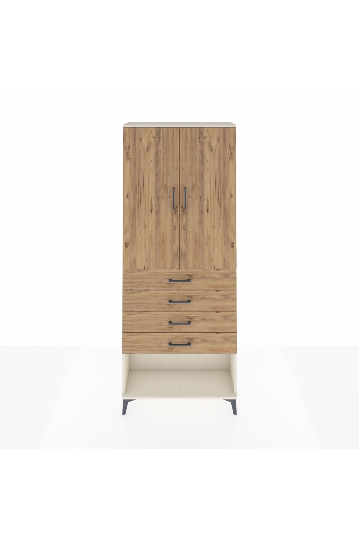 Arges Dolap 3 Raflı 4 Çekmeceli 2 Kapaklı 88x30x221 Aytaşı-Çam