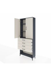 Arges Dolap 3 Raflı 4 Çekmeceli 2 Kapaklı 88x30x221 Antrasit-Aytaşı