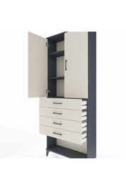 Arges Dolap 3 Raflı 4 Çekmeceli 2 Kapaklı 88x30x221 Antrasit-Aytaşı