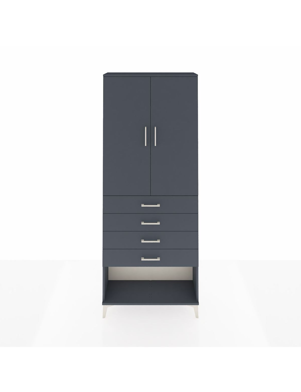 Arges Dolap 3 Raflı 4 Çekmeceli 2 Kapaklı 88x30x221 Antrasit-Antrasit