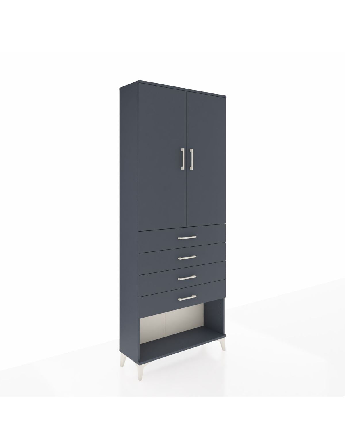 Arges Dolap 3 Raflı 4 Çekmeceli 2 Kapaklı 88x30x221 Antrasit-Antrasit