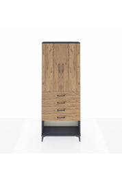 Arges Dolap 3 Raflı 4 Çekmeceli 2 Kapaklı 88x30x221 Antrasit-Çam