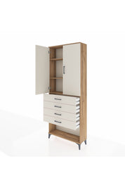 Arges Dolap 3 Raflı 4 Çekmeceli 2 Kapaklı 88x30x221 Çam-Aytaşı