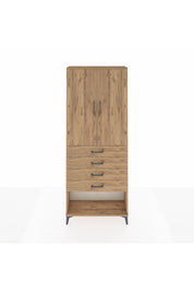 Arges Dolap 2 Raflı 4 Çekmeceli 2 Kapaklı 88x30x221 Çam-Çam