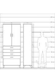Arges Dolap 2 Raflı 4 Çekmeceli 2 Kapaklı 88x30x221 Çam-Çam
