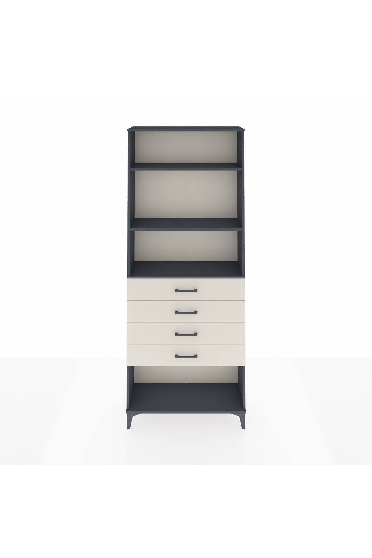 Arges Dolap 3 Raflı 4 Çekmeceli 88x30x221 Antrasit-Aytaşı
