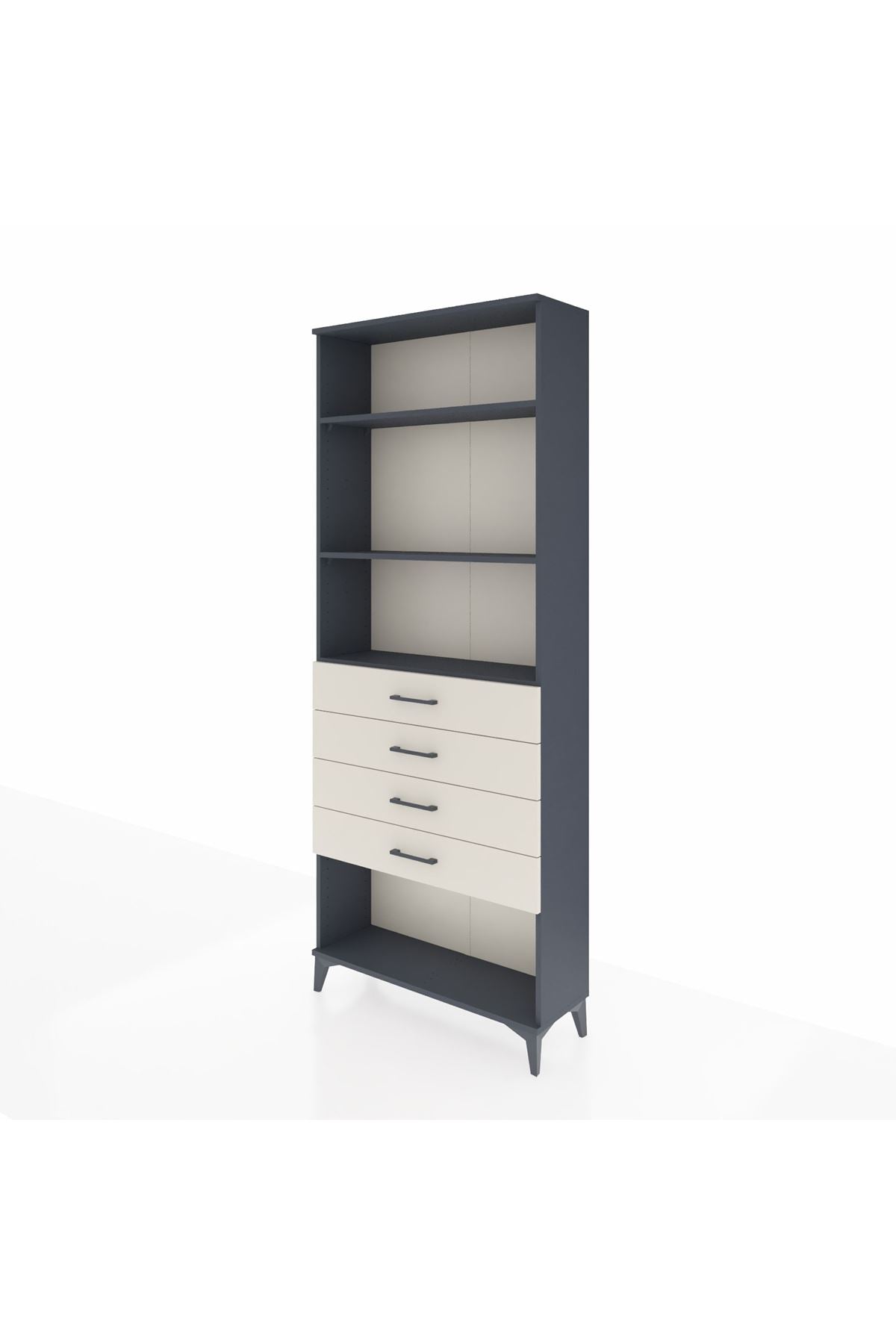 Arges Dolap 3 Raflı 4 Çekmeceli 88x30x221 Antrasit-Aytaşı