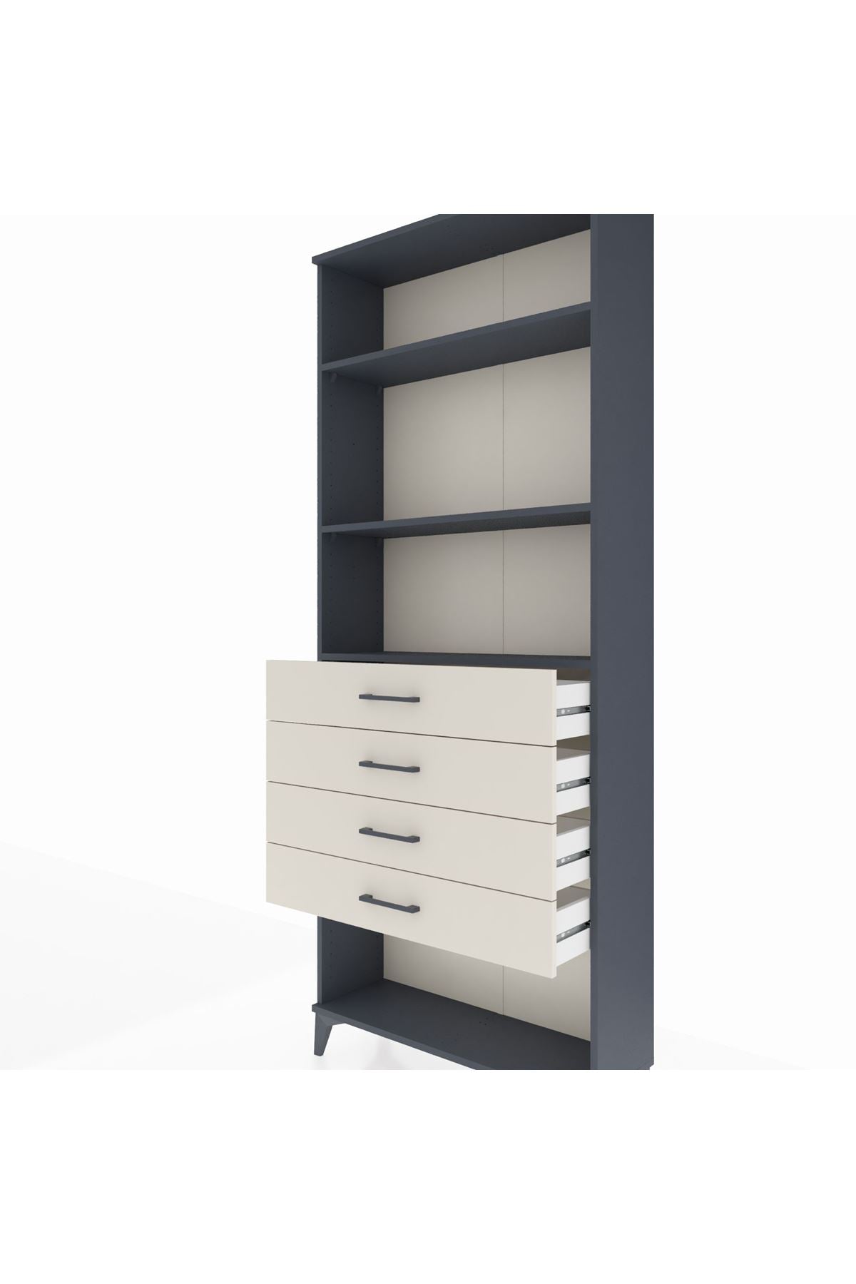 Arges Dolap 3 Raflı 4 Çekmeceli 88x30x221 Antrasit-Aytaşı