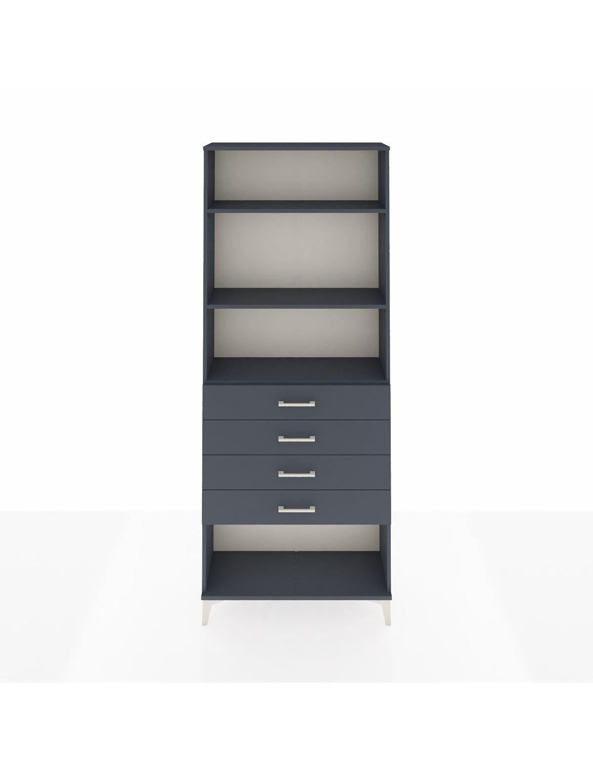 Arges Dolap 3 Raflı 4 Çekmeceli 88x30x221 Antrasit-Antrasit