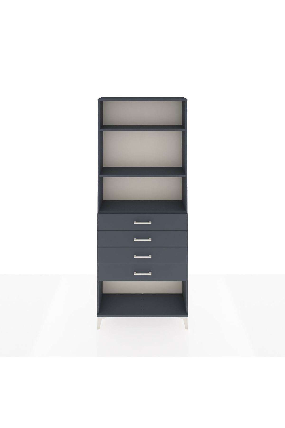 Arges Dolap 3 Raflı 4 Çekmeceli 88x30x221 Antrasit-Antrasit