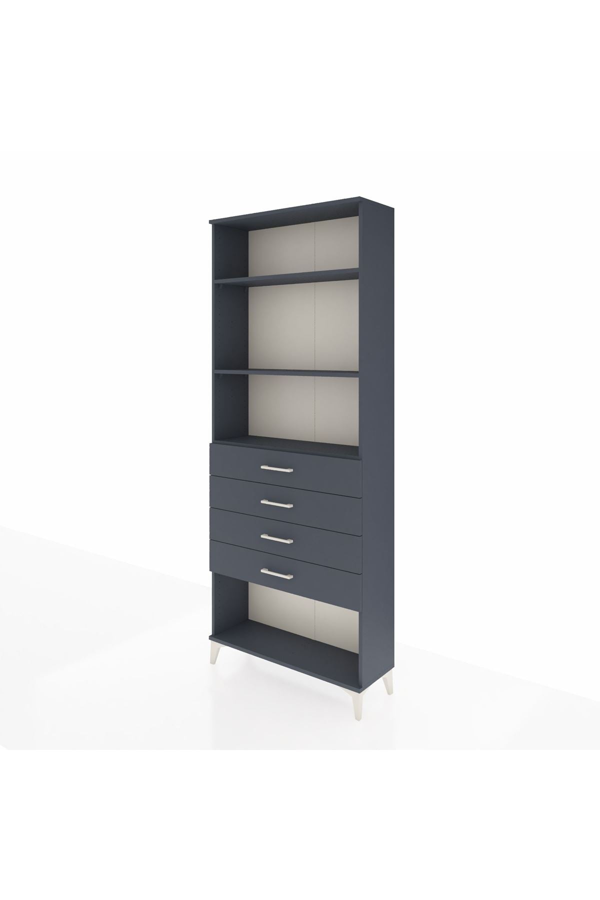 Arges Dolap 3 Raflı 4 Çekmeceli 88x30x221 Antrasit-Antrasit