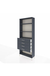 Arges Dolap 3 Raflı 4 Çekmeceli 88x30x221 Antrasit-Antrasit