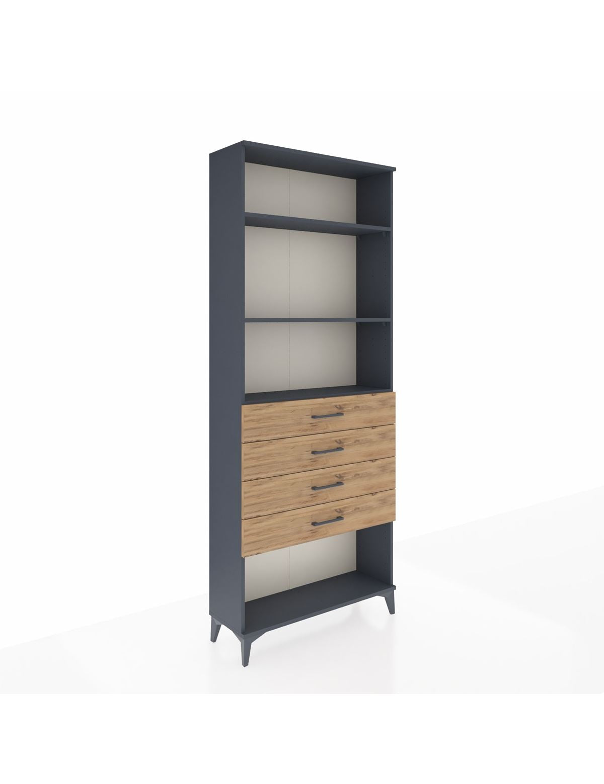 Arges Dolap 3 Raflı 4 Çekmeceli 88x30x221 Antrasit-Çam