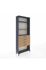 Arges Dolap 3 Raflı 4 Çekmeceli 88x30x221 Antrasit-Çam