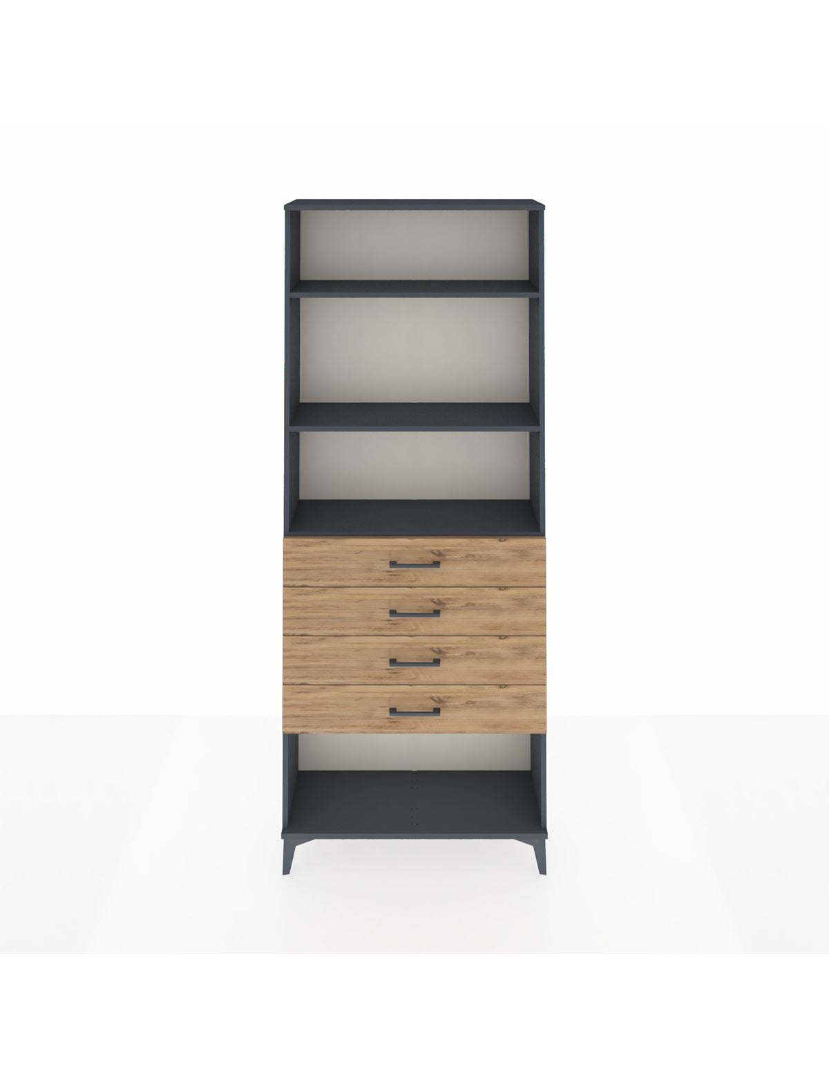 Arges Dolap 3 Raflı 4 Çekmeceli 88x30x221 Antrasit-Çam