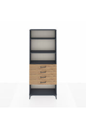 Arges Dolap 3 Raflı 4 Çekmeceli 88x30x221 Antrasit-Çam