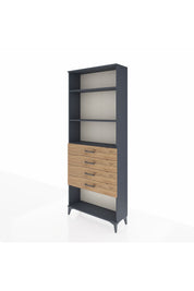 Arges Dolap 3 Raflı 4 Çekmeceli 88x30x221 Antrasit-Çam