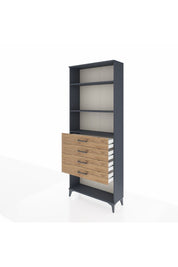 Arges Dolap 3 Raflı 4 Çekmeceli 88x30x221 Antrasit-Çam