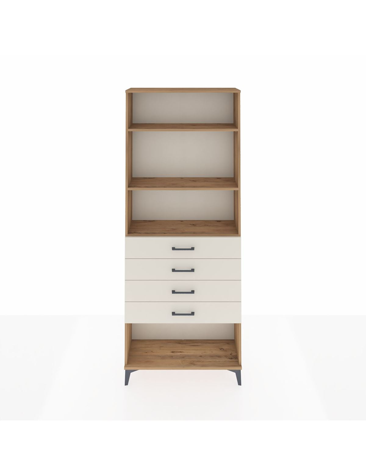 Arges Dolap 3 Raflı 4 Çekmeceli 88x30x221 Çam-Aytaşı