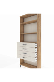 Arges Dolap 3 Raflı 4 Çekmeceli 88x30x221 Çam-Aytaşı