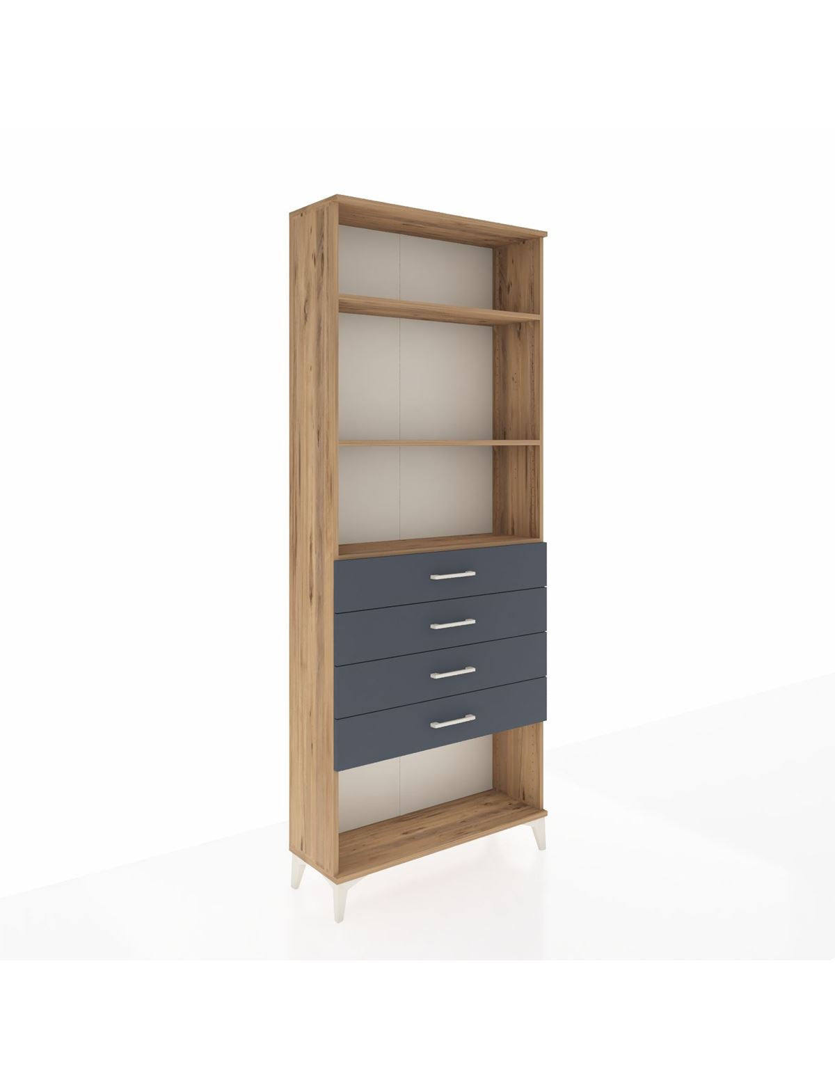 Arges Dolap 3 Raflı 4 Çekmeceli 88x30x221 Çam-Antrasit