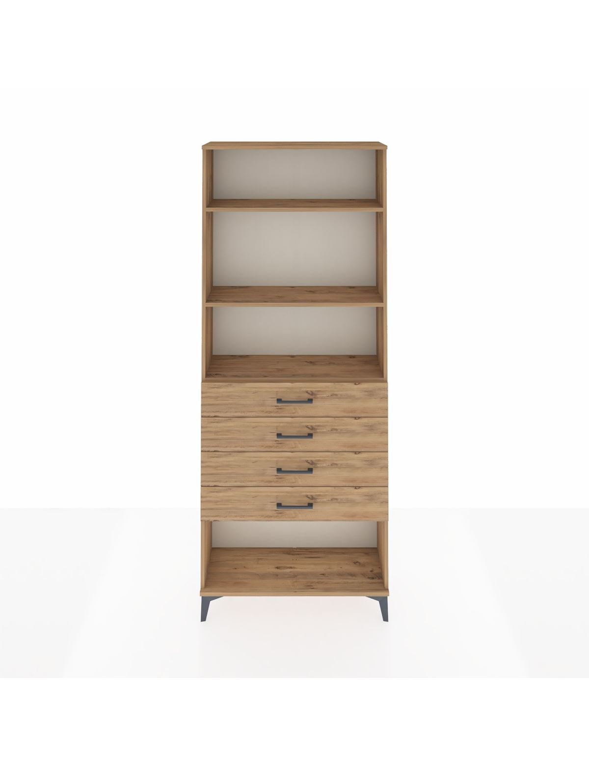 Arges Dolap 3 Raflı 4 Çekmeceli 88x30x221 Çam-Çam