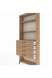 Arges Dolap 3 Raflı 4 Çekmeceli 88x30x221 Çam-Çam