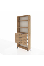 Arges Dolap 3 Raflı 4 Çekmeceli 88x30x221 Çam-Çam