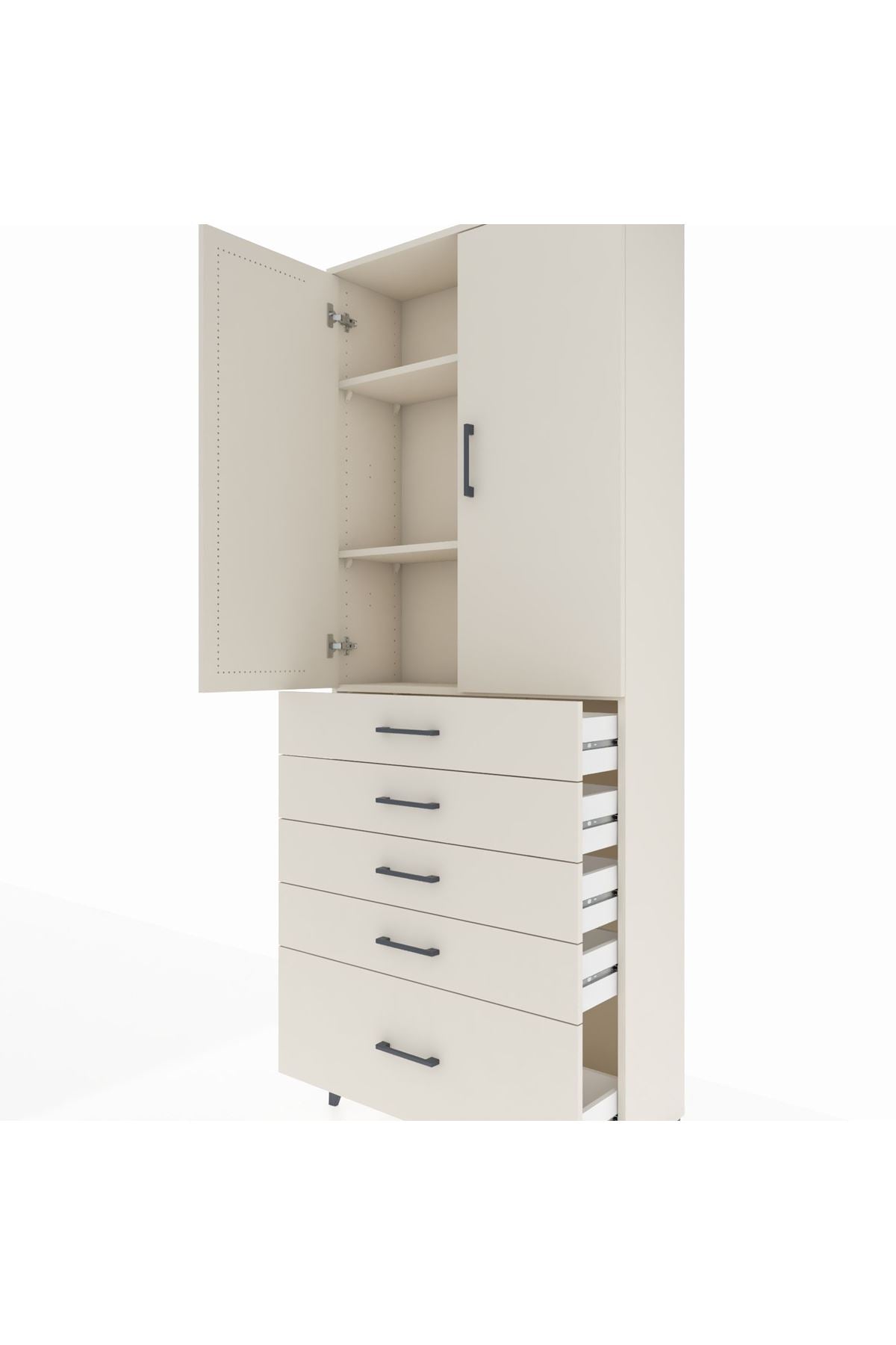 Arges Dolap 3 Raflı 5 Çekmeceli 2 Kapaklı 88x30x221 Aytaşı-Aytaşı