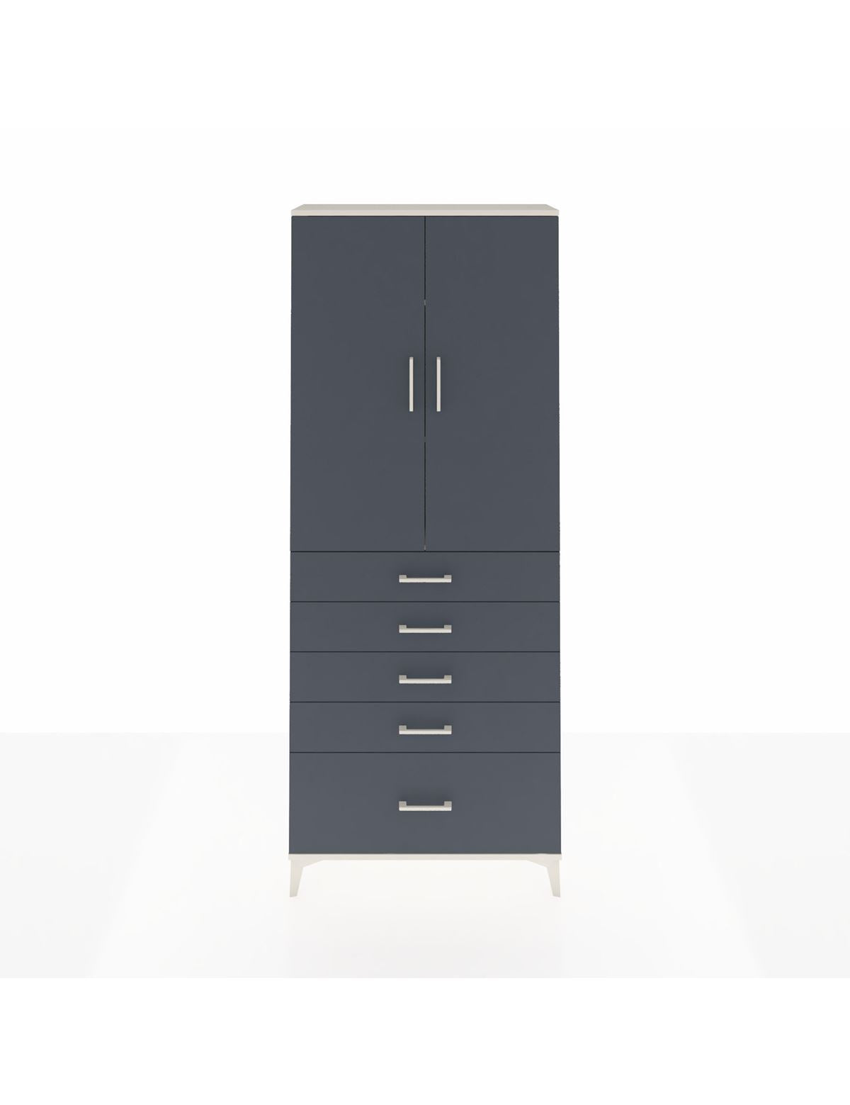 Arges Dolap 3 Raflı 5 Çekmeceli 2 Kapaklı 88x30x221 Aytaşı-Antrasit