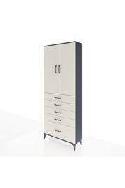 Arges Dolap 3 Raflı 5 Çekmeceli 2 Kapaklı 88x30x221 Antrasit-Aytaşı
