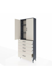 Arges Dolap 3 Raflı 5 Çekmeceli 2 Kapaklı 88x30x221 Antrasit-Aytaşı