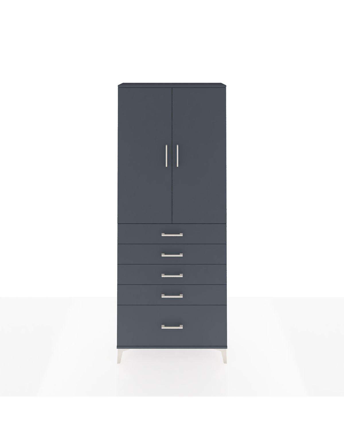 Arges Dolap 3 Raflı 5 Çekmeceli 2 Kapaklı 88x30x221 Antrasit-Antrasit