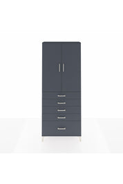 Arges Dolap 3 Raflı 5 Çekmeceli 2 Kapaklı 88x30x221 Antrasit-Antrasit