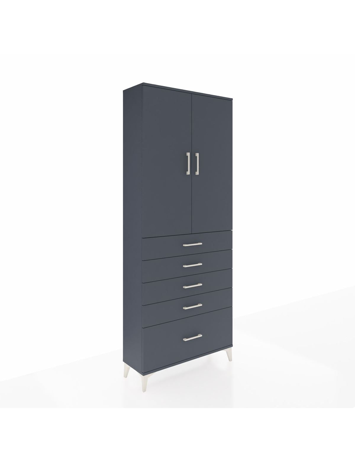 Arges Dolap 3 Raflı 5 Çekmeceli 2 Kapaklı 88x30x221 Antrasit-Antrasit