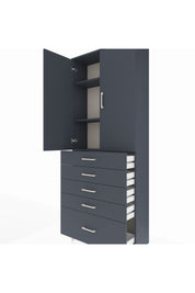 Arges Dolap 3 Raflı 5 Çekmeceli 2 Kapaklı 88x30x221 Antrasit-Antrasit