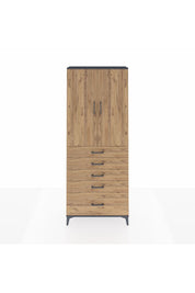 Arges Dolap 3 Raflı 5 Çekmeceli 2 Kapaklı 88x30x221 Antrasit-Çam