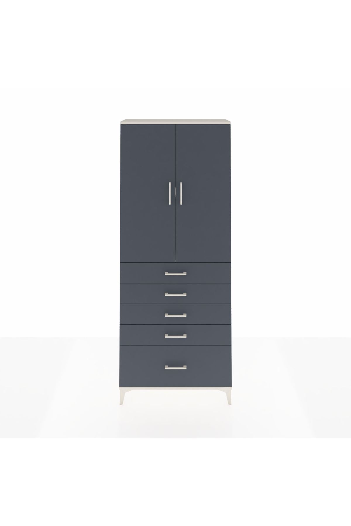 Arges Dolap 2 Raflı 5 Çekmeceli 2 Kapaklı 88x30x221 Aytaşı-Antrasit