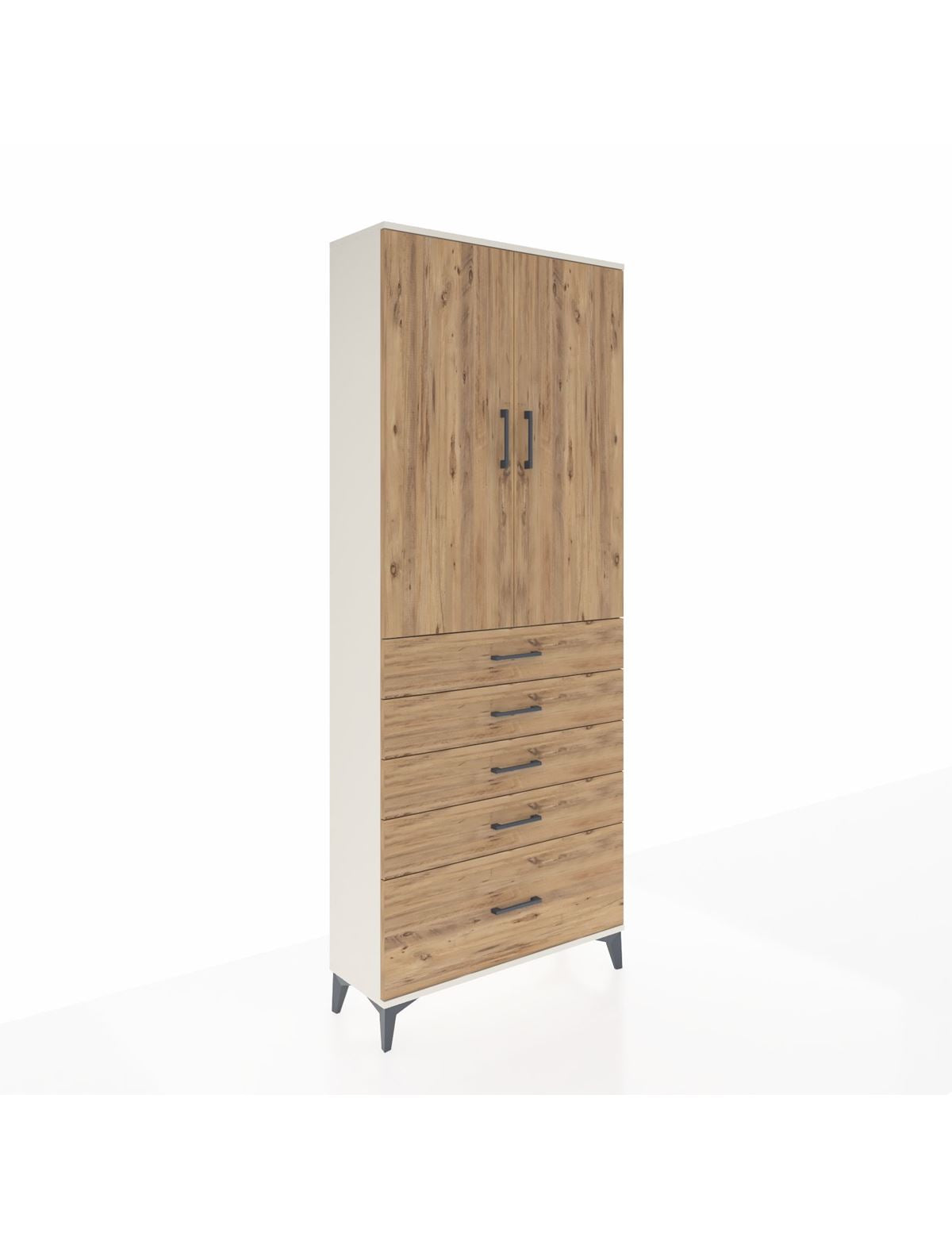 Arges Dolap 2 Raflı 5 Çekmeceli 2 Kapaklı 88x30x221 Aytaşı-Çam